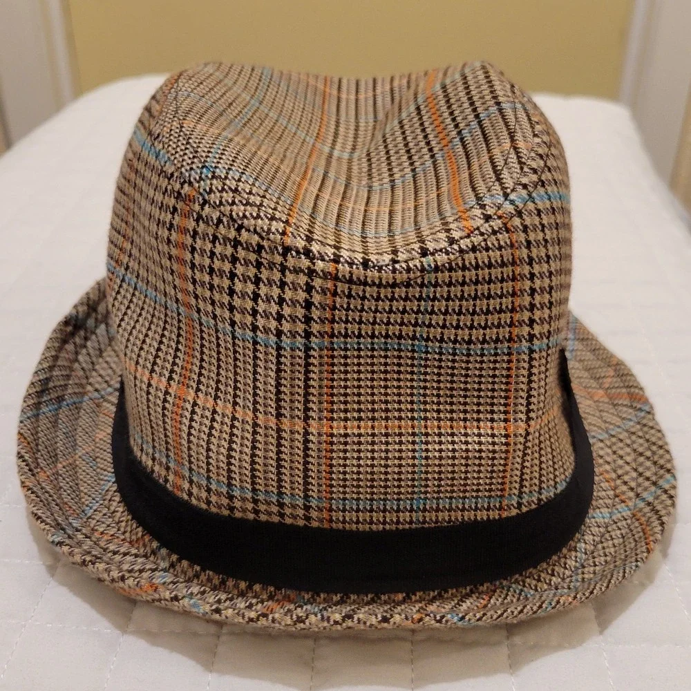 Disney Parks Mickey Mouse Brown Blue‎ Orange Houndstooth Fedora Hat Grandpacore